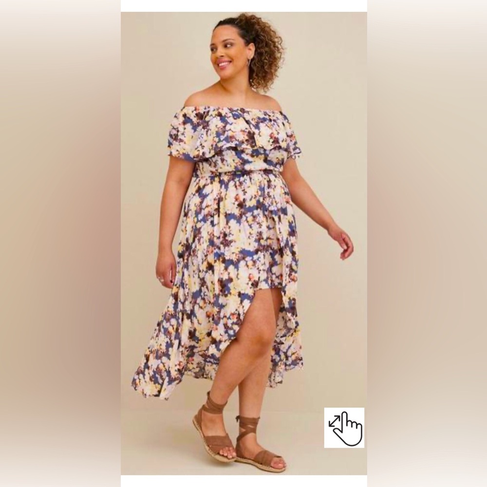 Torrid Mini off the shoulder floral dress size 4